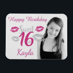 Personalized Happy Sweet 16th Birthday Magnet<br><div class="desc">Personalized "Happy Birthday" "Sweet 16th" Birthday Magnet. Just add your daughter's picture in the customize area.</div>