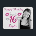 Personalized Happy Sweet 16th Birthday Magnet<br><div class="desc">Personalized "Happy Birthday" "Sweet 16th" Birthday Magnet. Just add your daughter's picture in the customize area.</div>