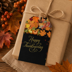 Personalized Happy Thanksgiving Autumn Harvest Gift Tags