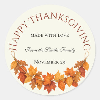 Personalized Happy Thanksgiving Classic Round Sticker