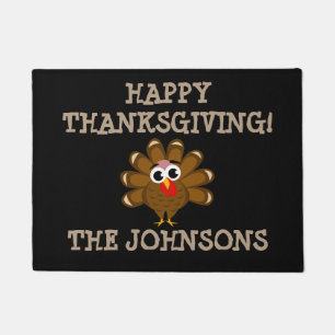 Personalized Happy Thanksgiving funny turkey print Doormat