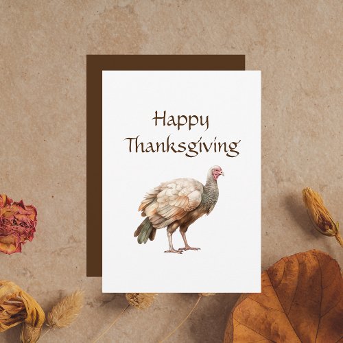 Personalized Happy Thanksgiving Watercolor Turkey Holiday Card