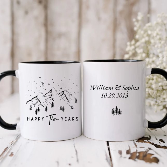 Personalized Happy Tin years Two-Tone Coffee Mug (Creator Uploaded)