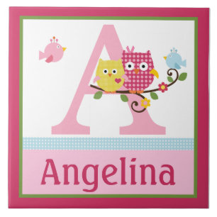 Personalized Happy Tree Owls Letter Name Tile
