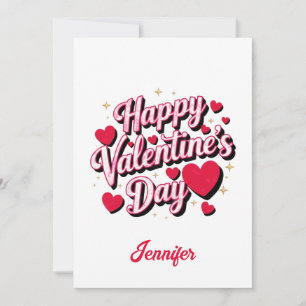 Personalized Happy Valentine’s Day Red heart       Holiday Card
