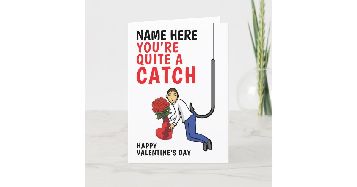 Personalized  Happy Valentines Day Fishing Fish Holiday Card