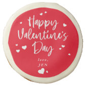 Personalized Happy Valentine's Day Hearts Sugar Cookie (Front)