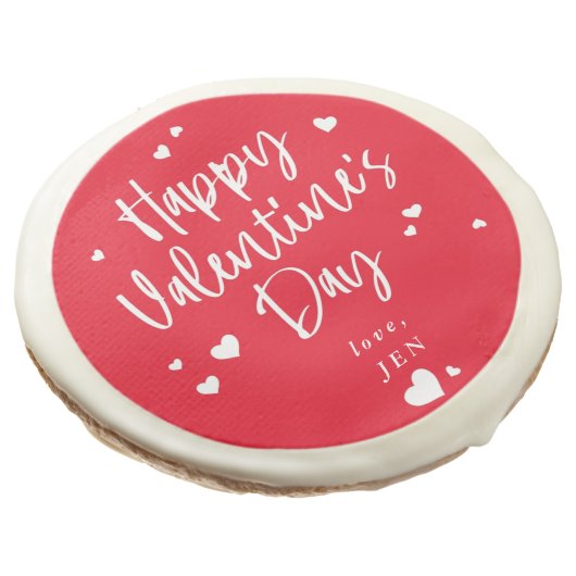 Personalized Happy Valentine's Day Hearts Sugar Cookie (Angled)