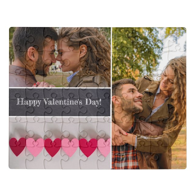 Personalized Happy Valentine's Day Photo Collage Jigsaw Puzzle (Puzzle Horizontal)