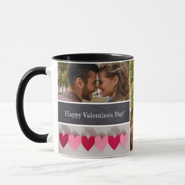 Personalized Happy Valentine's Day Photo Collage Mug (Left)