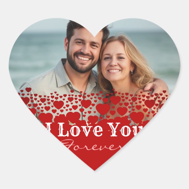 Personalized Happy Valentines Day Photo Heart Sticker (Front)