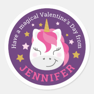Personalized Happy Valentine's Day Unicorn Sticker