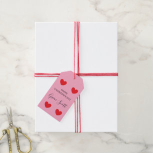 Personalized Happy Valentine's red heart pink Gift Tags