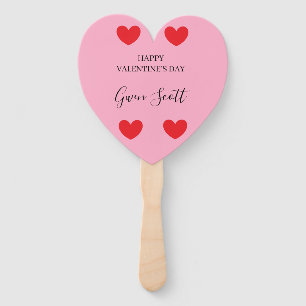 Personalized Happy Valentine's red heart pink Hand Fan