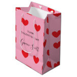Personalized Happy Valentine's red heart pink Medium Gift Bag