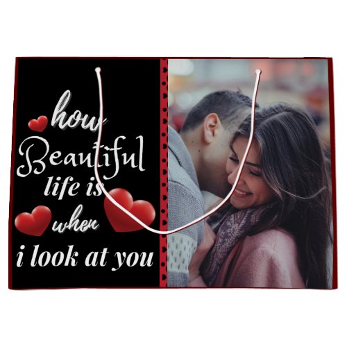 Personalized Happy Valentiness Day Photo   Large Gift Bag