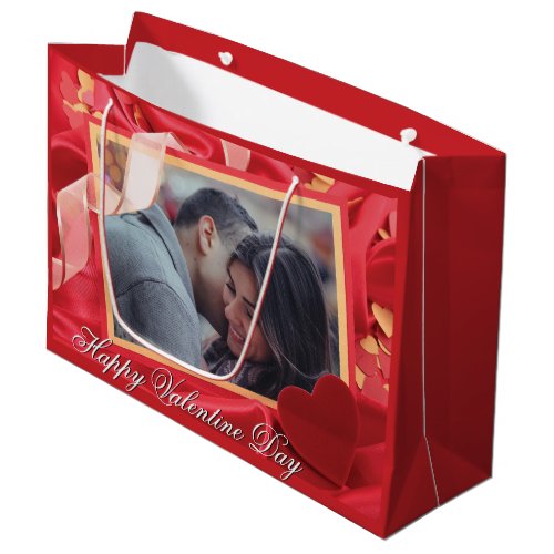Personalized Happy Valentiness Day Photo Large Gift Bag