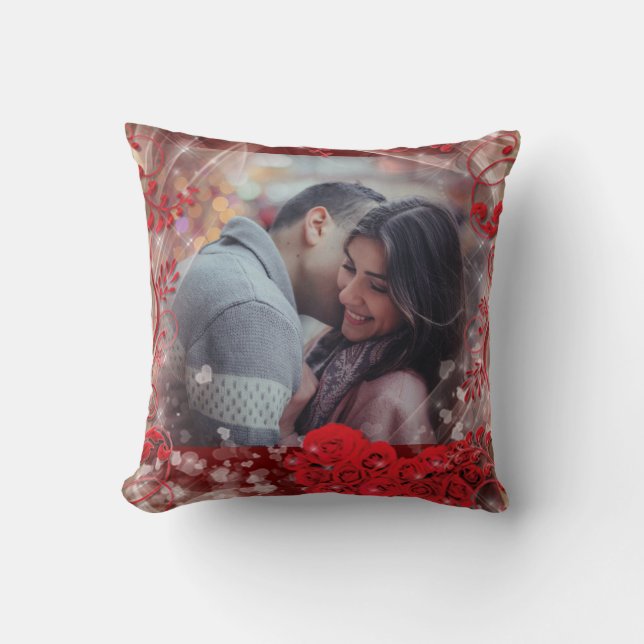 Personalized Happy Valentines's Day Photo   Throw Pillow (Front)