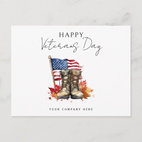 Personalized Happy Veterans Day Business Postcard