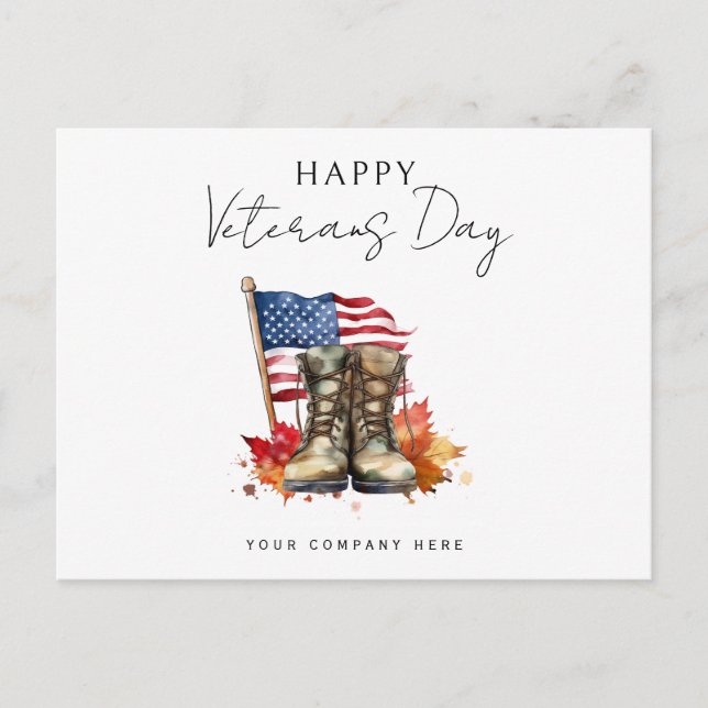 Personalized Happy Veterans Day Business Postcard (Front)