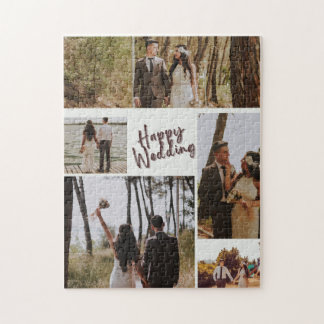 Personalized Happy Wedding Photo Collage Puzzle