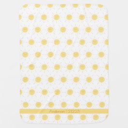 Personalized Happy Yellow Sunshine Cute Sun Baby Blanket