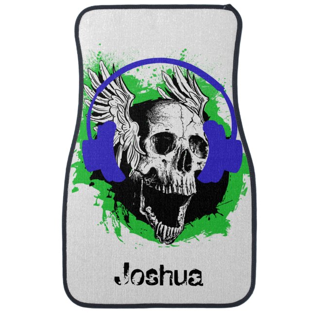 Personalized Hard Rock Screaming Skull Car Mat (Front)