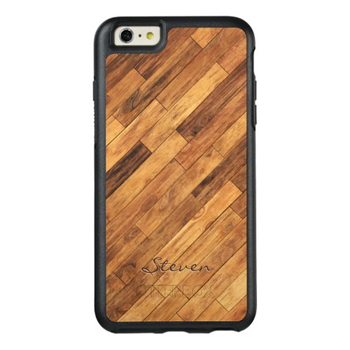 Personalized Hardwood Wood Grain Monogram Name OtterBox iPhone 66s Plus Case