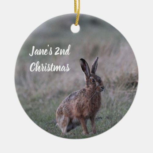 Personalized Hare Photo Christmas Ornament