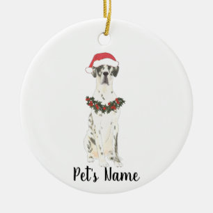 Personalized Harlequin Great Dane Christmas Ceramic Ornament