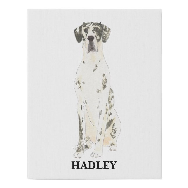 Personalized Harlequin Great Dane Faux Canvas Print (Front)