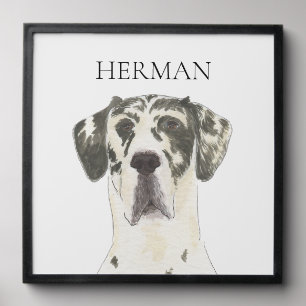 Personalized Harlequin Great Dane Portrait Art Peel And Stick Photo Tile