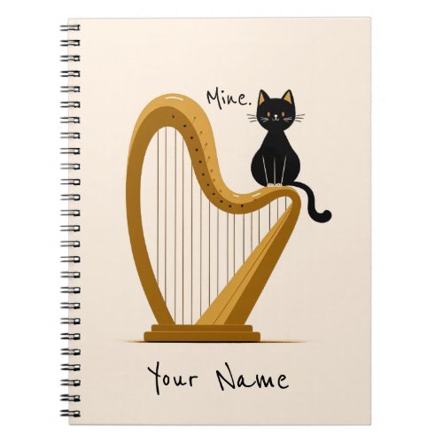 Personalized Harp and Cat Notebook