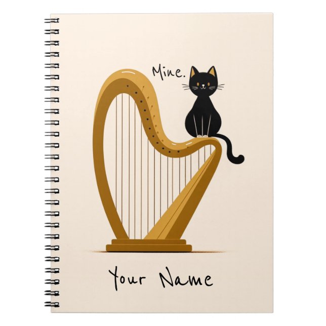 Personalized Harp and Cat Notebook (Front)