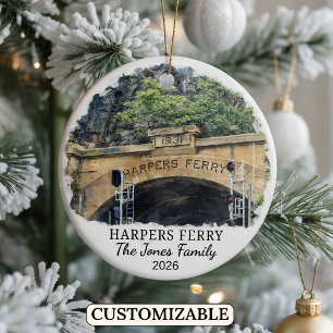 Personalized Harpers Ferry Ornament, West Virginia Ceramic Ornament