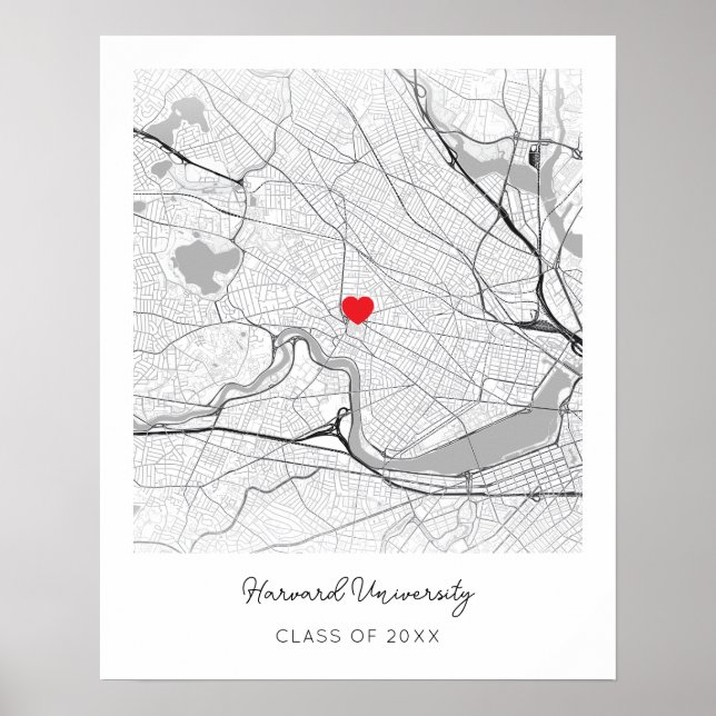 Personalized Harvard University Map Poster (Front)