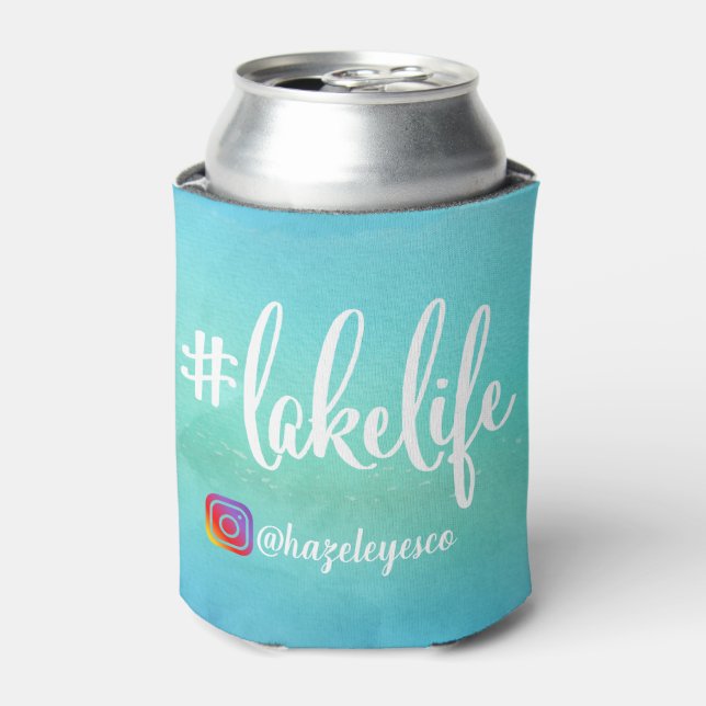 Personalized Hashtag Lake Life Can Cooler (Can Front)