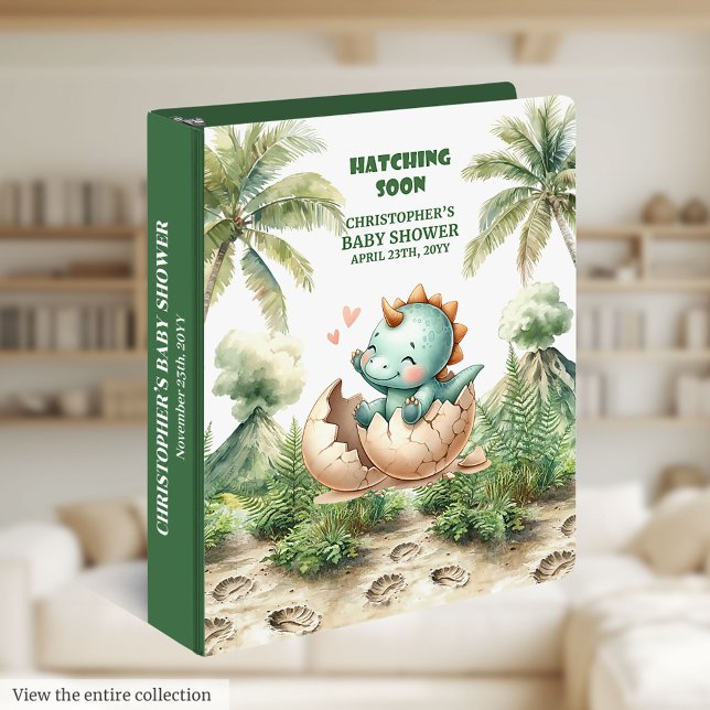 Personalized Hatching Soon Album Boy Cute Dino Egg 3 Ring Binder (Personalized Hatching Soon Album Boy Cute Dino Egg 3 ring binder)
