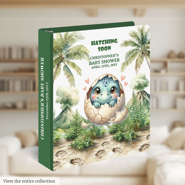 Personalized Hatching Soon Boy Memory Album Dino  3 Ring Binder (Personalized Hatching Soon Boy Memory Album Dino 3 ring binder)