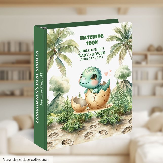 Personalized Hatching Soon Cute Dinosaur Album Boy 3 Ring Binder (Personalized Hatching Soon Cute Dinosaur Album Boy 3 ring binder )