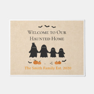 Personalized Haunted Home Halloween Ghost Family  Doormat