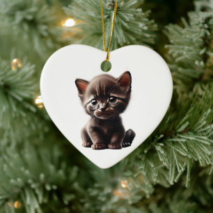 Personalized Havana Brown Kitten Ceramic Ornament