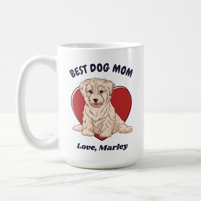 Personalized Havanese Puppy Dog Mom Custom Text Coffee Mug (Left)