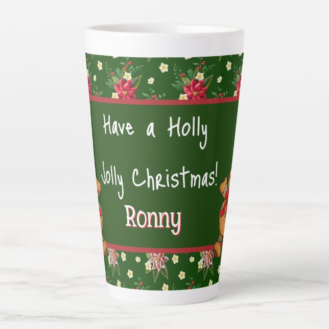 Personalized Have A Holly Jolly Christmas Latte Mug (Front)