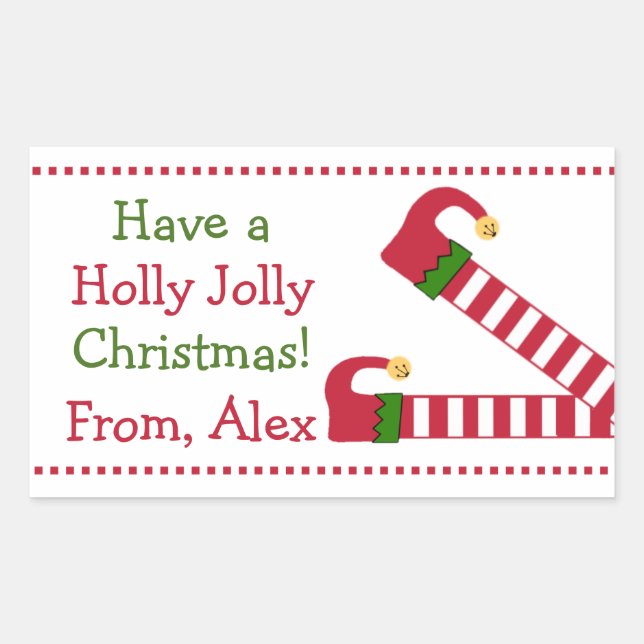 Personalized Have A Holly Jolly Christmas Rectangular Sticker (Front)