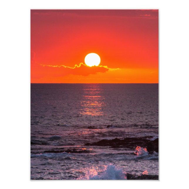 Personalized Hawaii Beach Ocean Tropical Sunset Photo Print (Front)