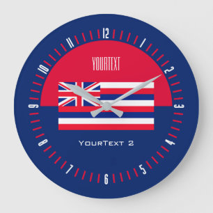 Personalized Hawaii State Flag on a Large Clock
