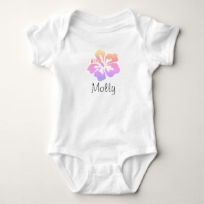 Personalized Hawaiian Flower Hibiscus Pastel Baby Bodysuit