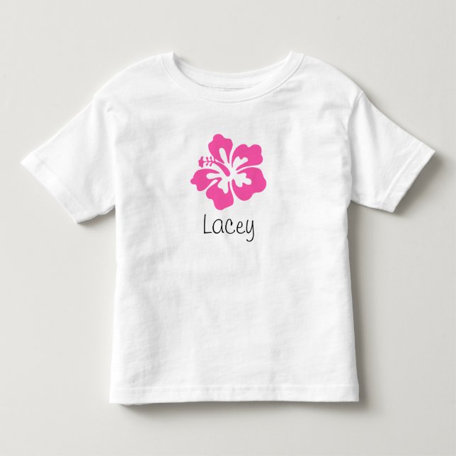 Personalized Hawaiian Flower Hibiscus Pink Toddler T-shirt (Front)