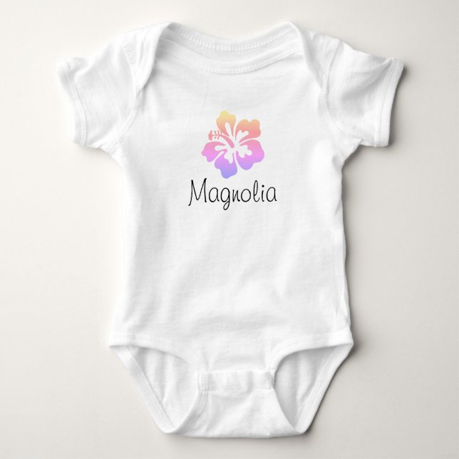 Personalized Hawaiian Hibiscus Baby Bodysuit (Front)
